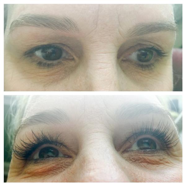 Before after lash extensions 