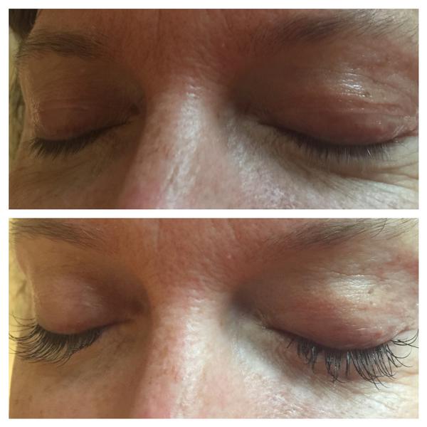 Before after lash extensions 